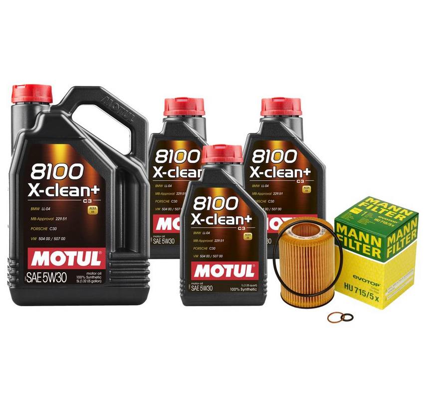 BMW Engine Oil Change Kit - Motul 11427511161 (5W-30) (X-CLEAN 8100)